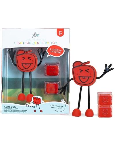 Cubos luminosos con personaje rojo