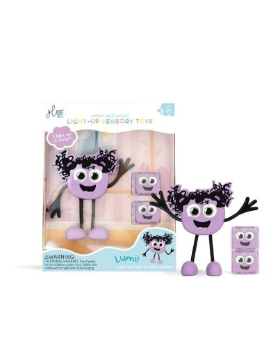 Cubos luminosos con personaje lila